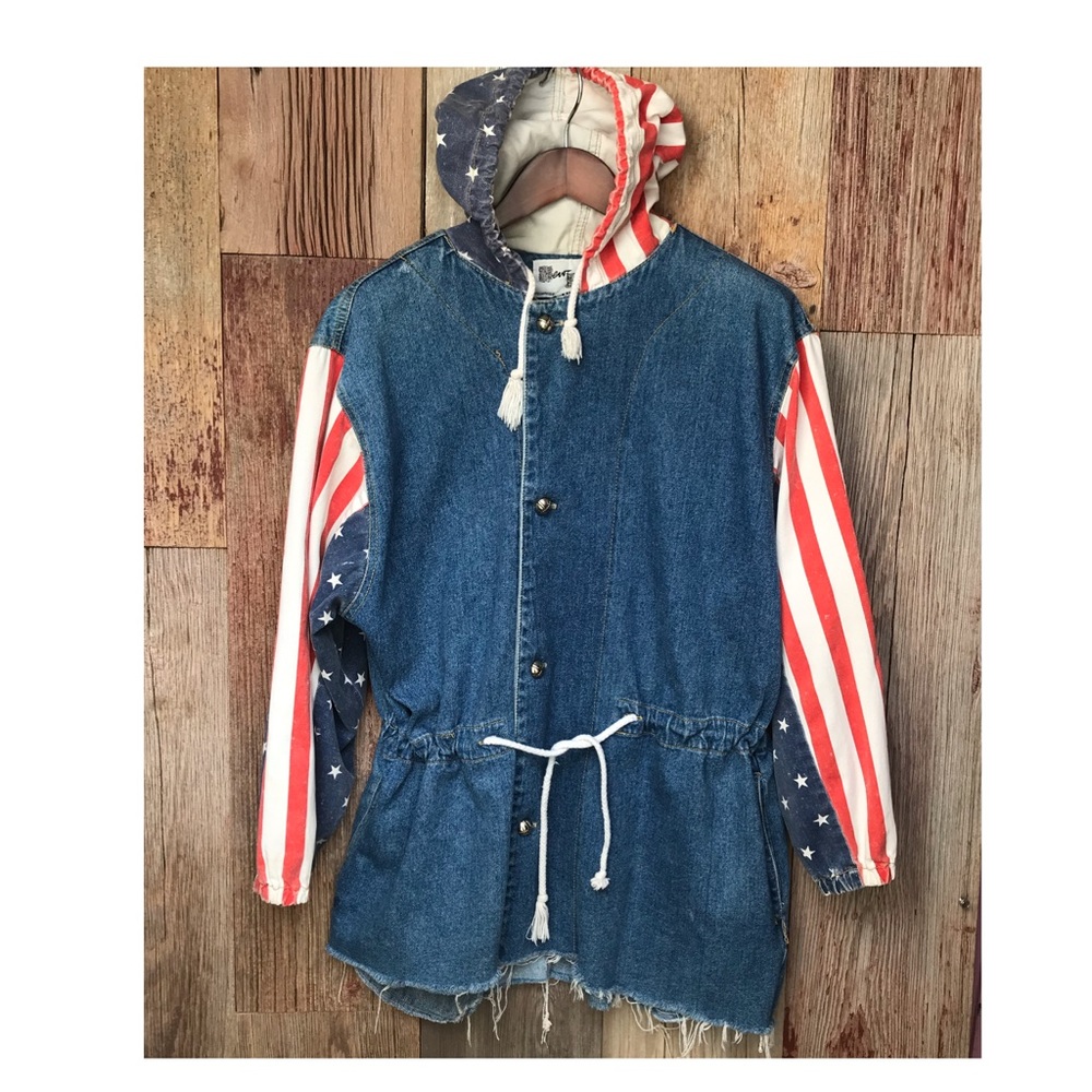 USA Flag Jean Jacket M